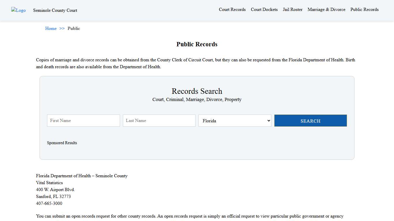 Public Records | Seminole County Court