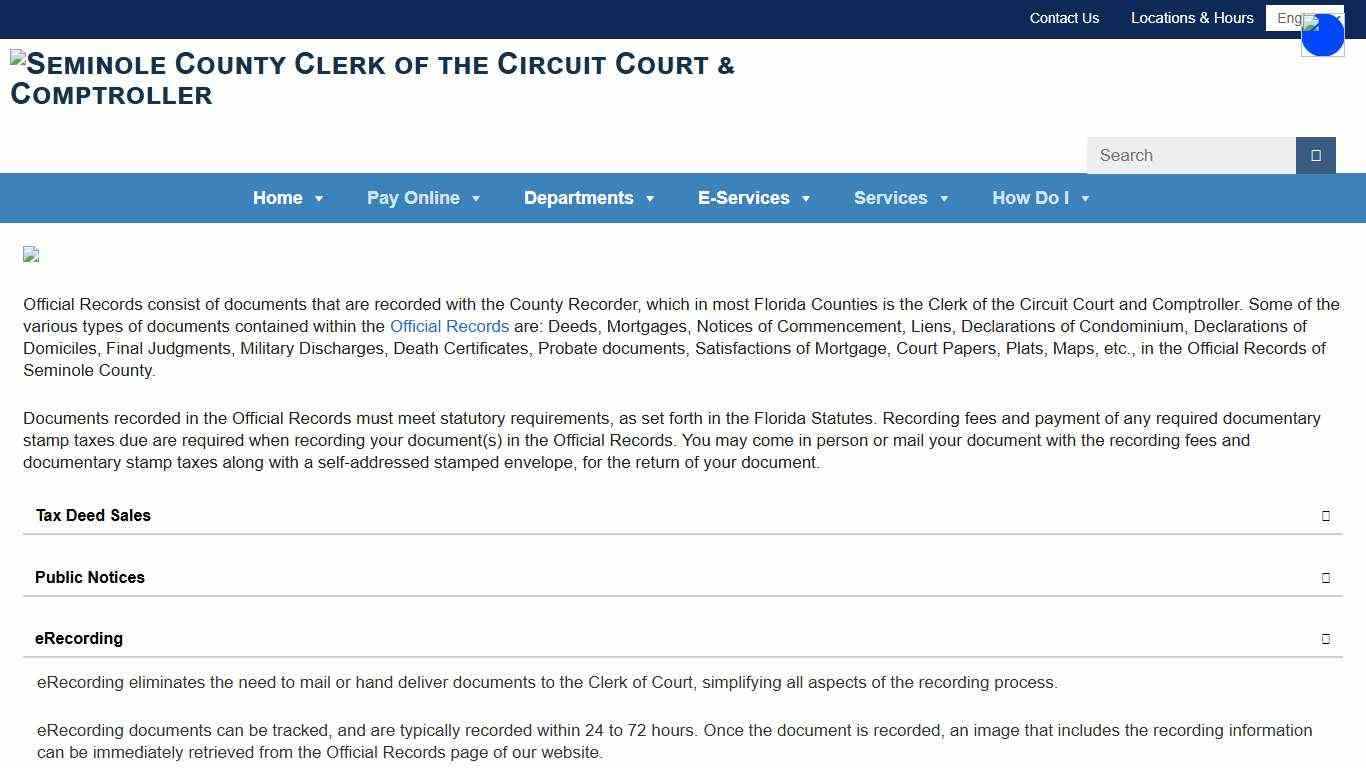 Official Records - Seminole County Clerk of the Circuit Court & Comptroller
